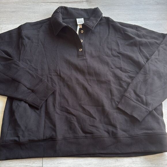 PINK EVERYDAY FLEECE POLO SWEATSHIRT black nwt XL - Picture 5 of 6